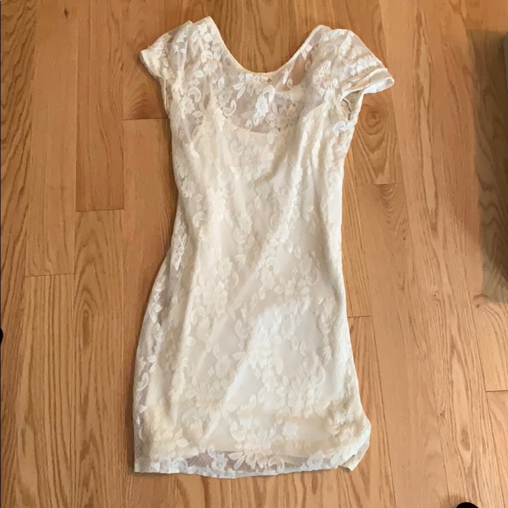 Tight lace white dress